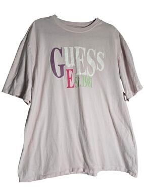 Vintage Guess Originals Women's XL Pink Graphic Tee Y2K Normcore Casual Shirt